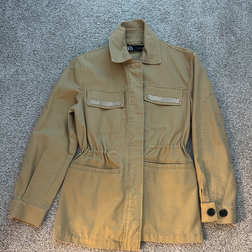 Zara utility jacket khaki sz am